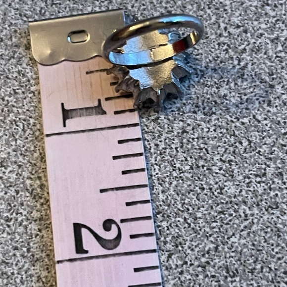 Vintage Blue Glass & Silver Toned Metal Ring Size 6.5 - Picture 12 of 13